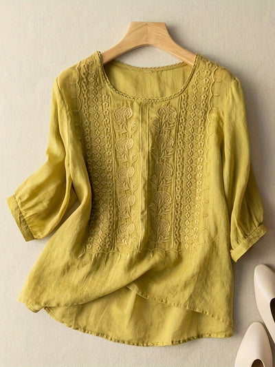 NATALIE – TIJDLOZE ELEGANTIE GEBORDUURDE BLOUSE