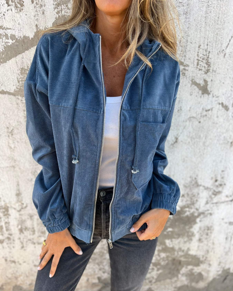 Annemijn™ | Corduroy capuchonjack met rits
