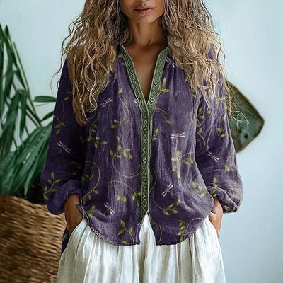 KEISHA – BOTANISCHE BLOUSE MET KNOPEN