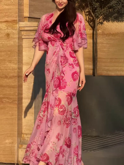 VIVIANA – BLOEIENDE ELEGANTIE WIKKEL MAXI JURK
