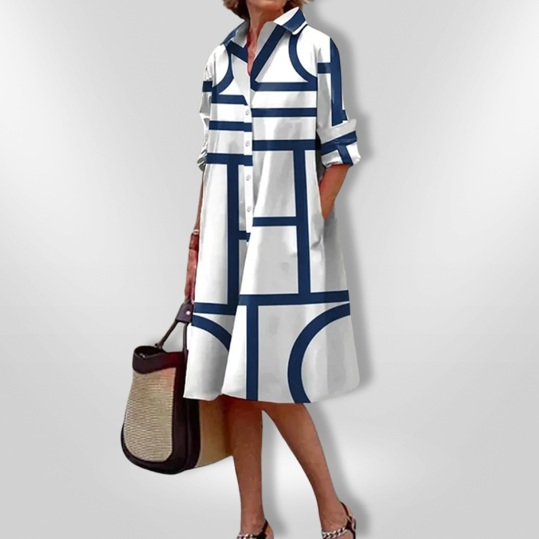 Christel™ | Midi Jurk met Geometrisch Patroon