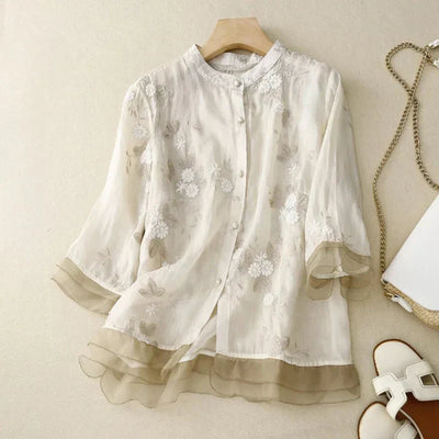 Nadine™ | Geborduurde Blouse