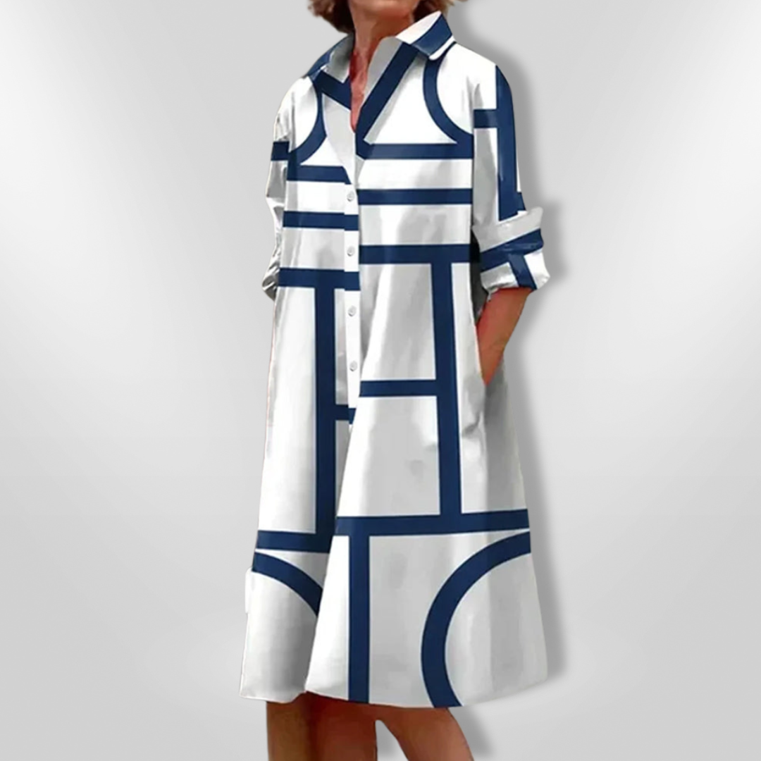 Christel™ | Midi Jurk met Geometrisch Patroon