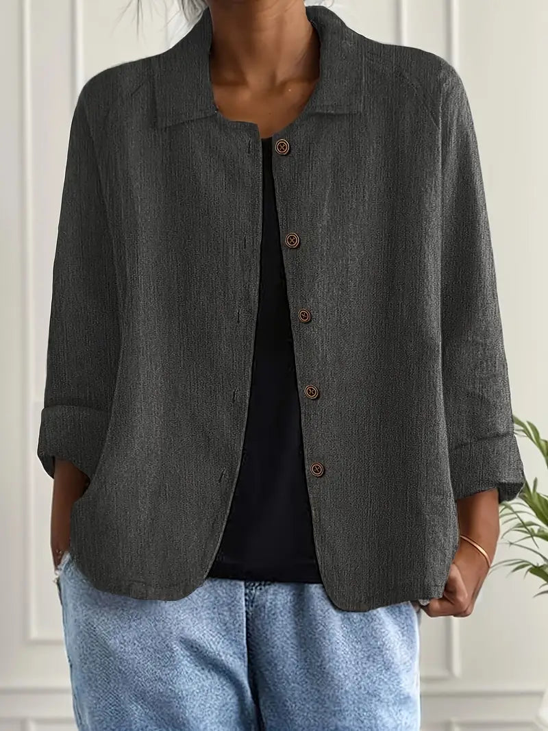 KENDRA – CASUAL BLOUSE-JAS MET KNOOPSLUITING