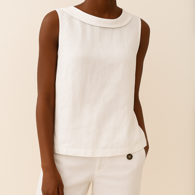 Aya™ | Mouwloze Blouse met Opstaande Kraag