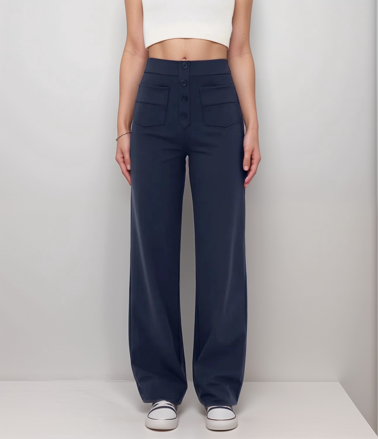 Jelena™ | Elastische broek met hoge taille