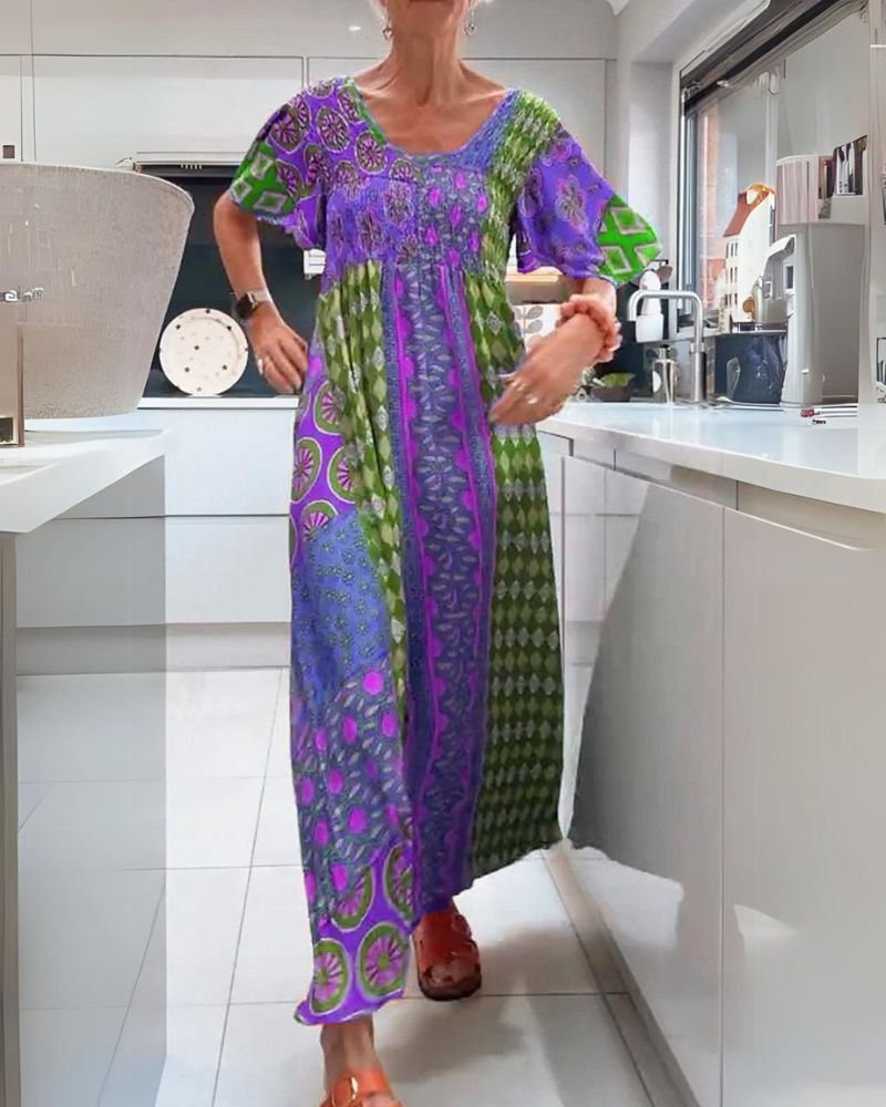 LUNA – KLEURRIJKE PATCHWORK MAXIJURK