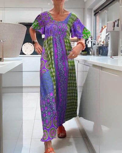 LUNA – KLEURRIJKE PATCHWORK MAXIJURK