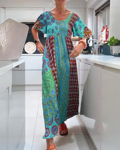 LUNA – KLEURRIJKE PATCHWORK MAXIJURK
