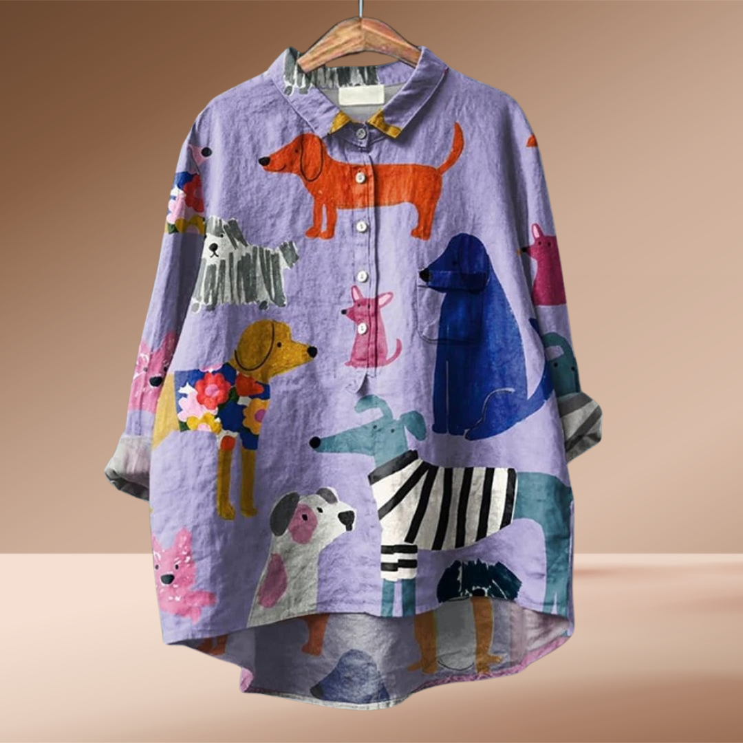 Romkje™ | Damesshirt met hondenprint
