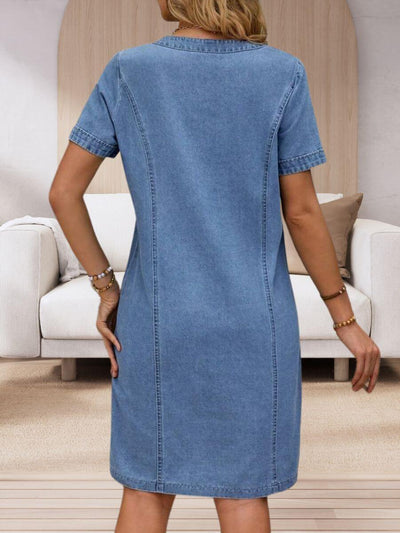 Barbara™ | Zomerse denim jurk met V-hals