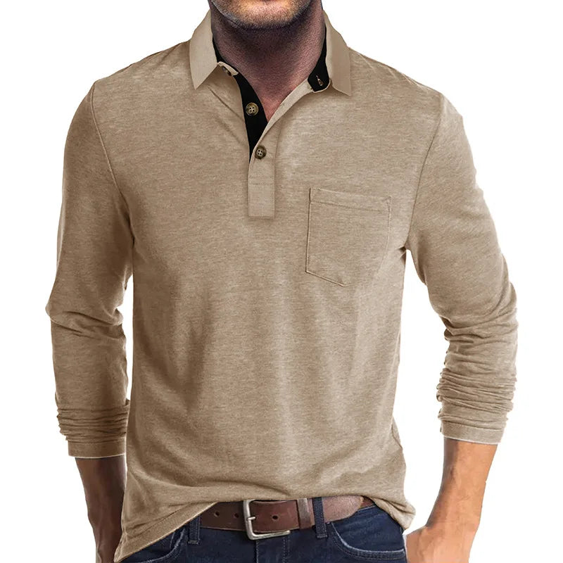 Kavin™ | Heren shirt lange mouw in Effen Kleur