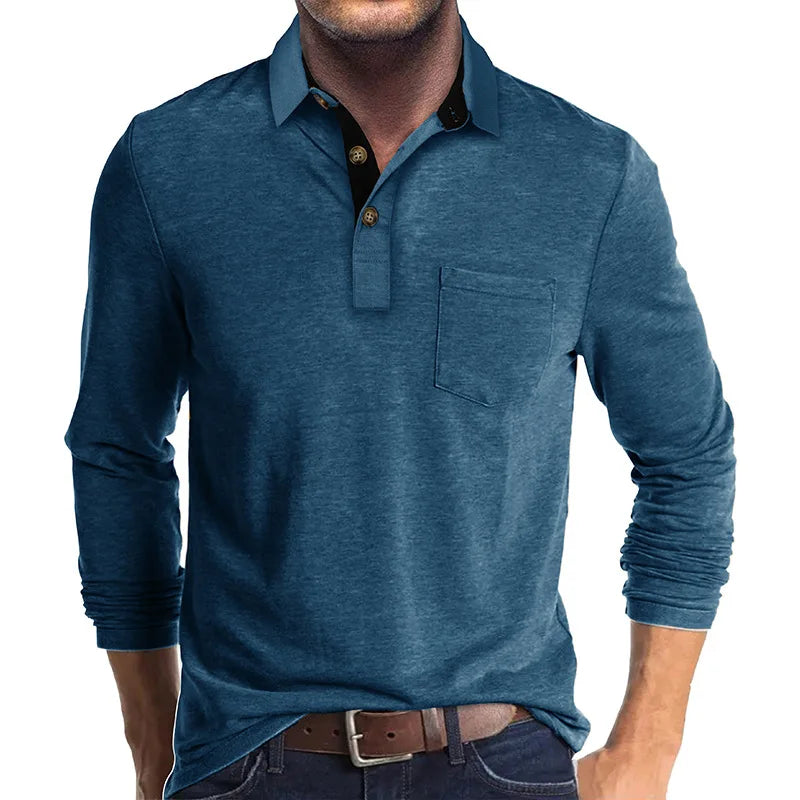Kavin™ | Heren shirt lange mouw in Effen Kleur
