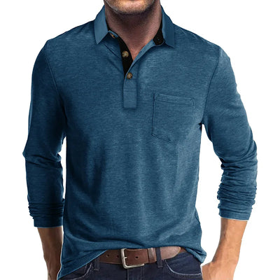 Kavin™ | Heren shirt lange mouw in Effen Kleur