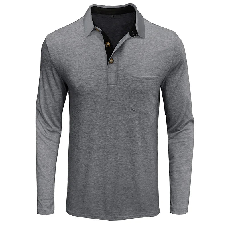 Kavin™ | Heren shirt lange mouw in Effen Kleur