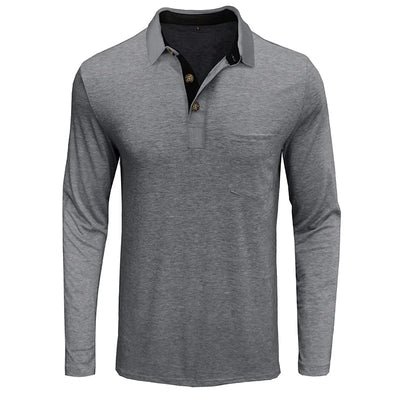 Kavin™ | Heren shirt lange mouw in Effen Kleur