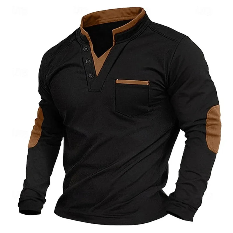 MARCUS – CONTRASTDETAIL LANGE MOUWEN SHIRT