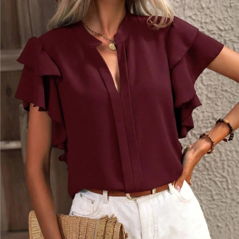 Amira™ | Elegante blouse met speelse dubbele ruffles