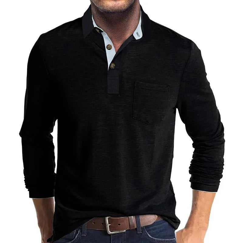 Kavin™ | Heren shirt lange mouw in Effen Kleur