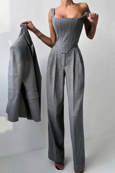 Roos™ | Driedelige set met dubbelrijige blazer