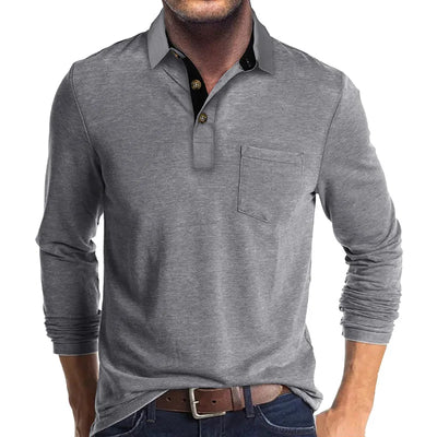 Kavin™ | Heren shirt lange mouw in Effen Kleur