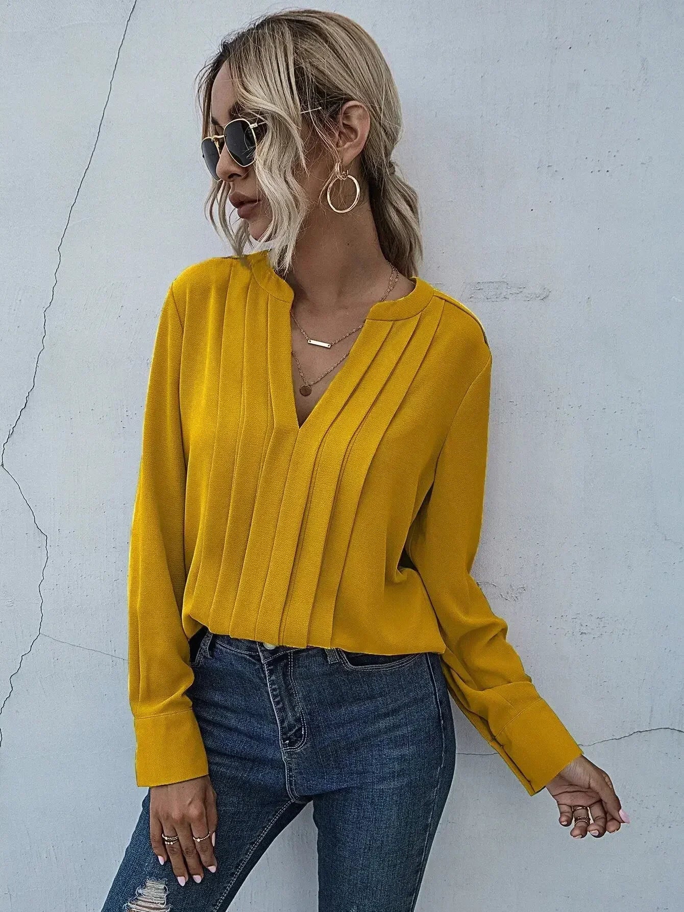 Seona™ | Stijlvolle blouse met verfijnde plooien