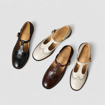 NICOLE – VINTAGE T-STRAP LEDEREN SCHOENEN