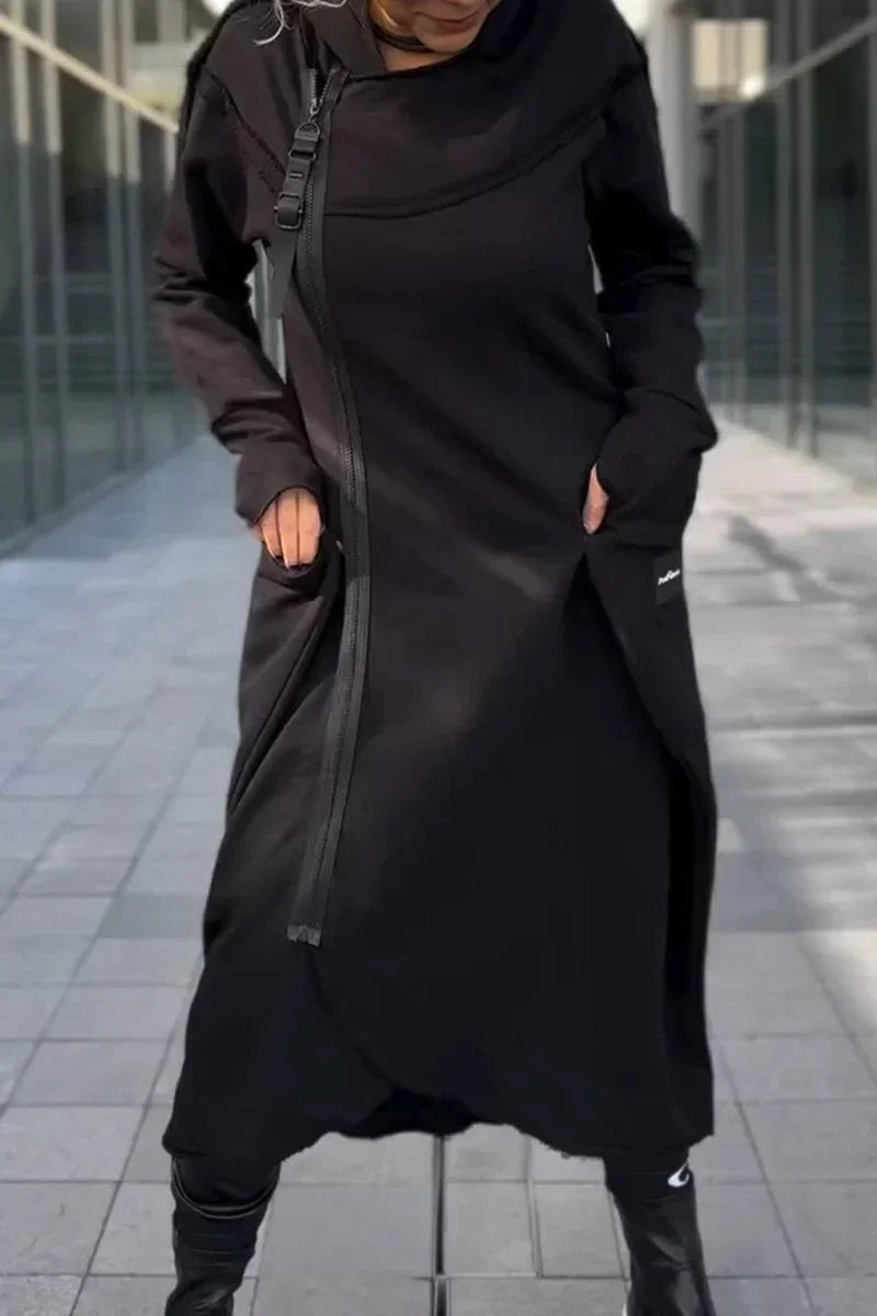 LILIANE – MODERNE LANGE COAT MET CAPUCHON