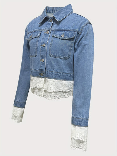 Ninthe™ | Spijkerjasje met Romantisch Kantdetail