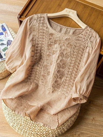 NATALIE – TIJDLOZE ELEGANTIE GEBORDUURDE BLOUSE