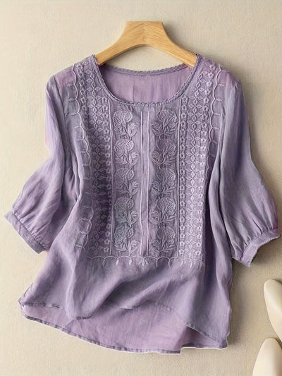 NATALIE – TIJDLOZE ELEGANTIE GEBORDUURDE BLOUSE