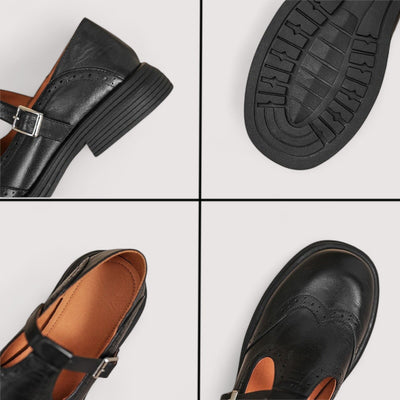 CAMILLE – VINTAGE T-STRAP LEREN SCHOENEN